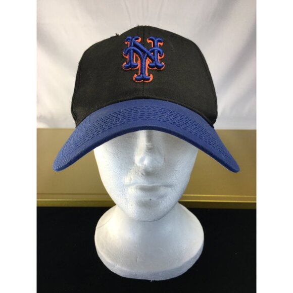 Vintage New York Mets MLB Outdoor Cap Baseball Hat S/M Snapback Black Blue - Picture 1 of 9